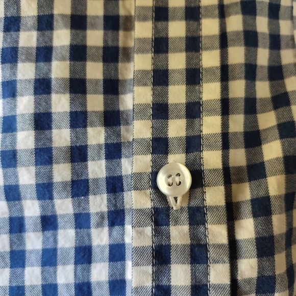 Chor Clothing Co. Blue White Gingham Check Button Down Front Long Sleeve Shirt - Picture 4 of 8